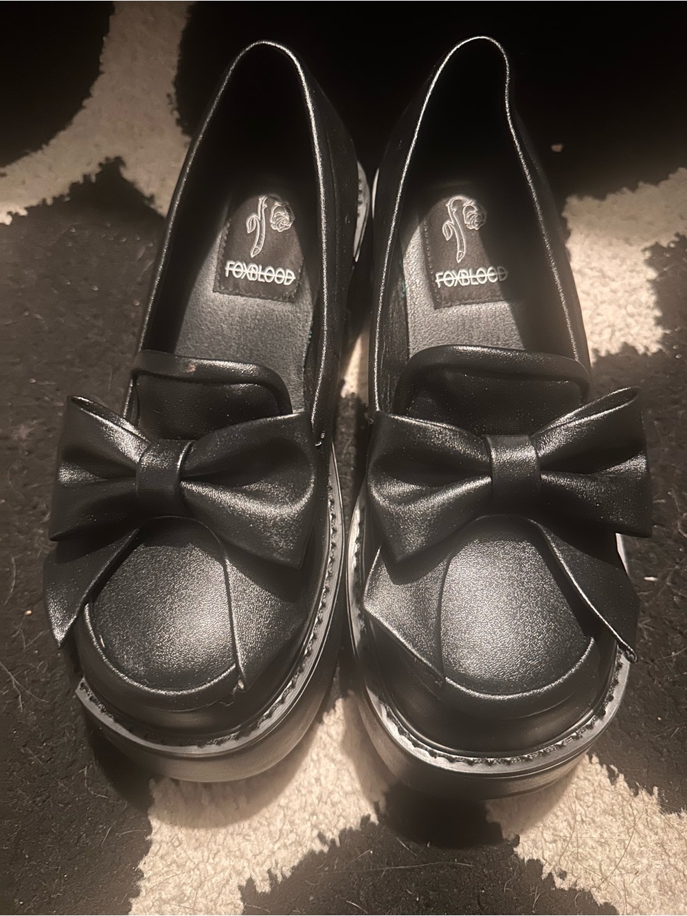 Foxblood Black Bow Loafers